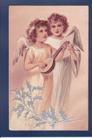CPA Ange Angel Circulé Musique Mandoline Gaufré Embossed - Angels