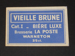 Etiquette VIEILLE BRUNE Brasserie LA POSTE - WARNETON - Bier