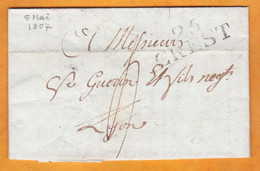 1809 - Marque Postale 25 CREST ( 36 X 54 Mm) Sur Lettre Pliée Vers LYON, Rhône - Taxe 4 - 1801-1848: Precursors XIX