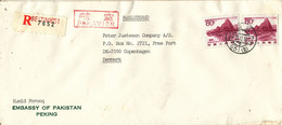 China Registered Cover Sent Air Mail To Denmark 15-11-1983 Topic Stamps (sent From The Embassy Of Pakistan Peking) - Briefe U. Dokumente