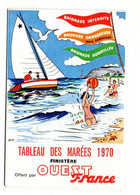 Calendrier  1970--Tableau Des Marées à BREST - Finistère...illustrateur  BT.....OUEST-FRANCE........à Saisir - Petit Format : 1961-70
