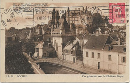 LOCHES - INDRE ET LOIRE - VUE GENERALE VERS LE CHATEAU ROYAL - ANNEE 1947 - Loches