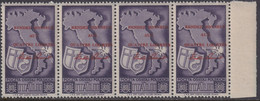 Corpo Polacco Striscia Di 4 80 C. Violetto Sass. 22 MNH** Var. Sovrastampati - 1946-47 Corpo Polacco Period