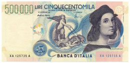 500000 LIRE BANCA D'ITALIA RAFFAELLO SERIE SOSTITUTIVA XA 25/07/2001 QFDS - Altri & Non Classificati