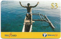 Fiji - Telecom Fiji - Bula Fiji Tourism, Canoeing, Cn.99094, Thick PIN Number, Remote Mem. 3$, Used - Fidji