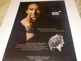 PUBLICITE NICOLAS CAGE ET MONTRE  MONT BLANC 2007 - Autres & Non Classés