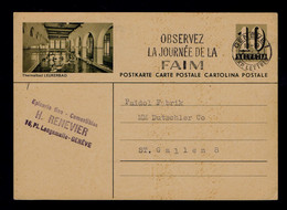 Gc6324 SUISSE Postal Stationery Thermalisme LEUKERBAD "observez La Journée De La FAIM" 1957 Mailed St.Gallen - Bäderwesen