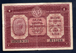 Buono Di Cassa 1 Lira 1918 - Cassa Veneta - Otros & Sin Clasificación