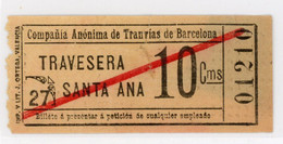 GSC 012 - BILLETE DE TRANVIAS DE BARCELONA - ESPAÑA  // ALREDEDOR DE 1900 //// (TD-2) - Europe