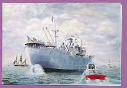 17 Juillet 1994 Embarquement Du Pilote Du Havre à Bord Du "Jeremiah O'Brien" - Carte Double De Voeux 16 X 11 Cm - Harbour