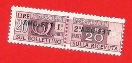 1949-53 (19) Francobolli Per Pacchi Postali Sovrastampati Su Una Riga Lire 20 - Nuovo MNH - Paketmarken/Konzessionen