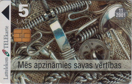 Latvia , Lettland , Lettonia -  Silver Jewellery - Saber - Candlestick Used Phone Card  Dated 11 -2001 - Latvia