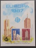 SP) 1987 BELGIUM, PROOF, EUROPE MODERN ARCHITECTURE, CHURCH LOUVAIN, REGIONAL LODGING, MINISHEET - Autres & Non Classés