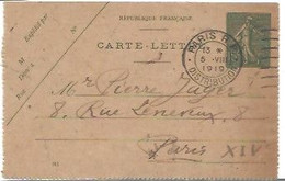 CARTE  LETTRE  PARIS 1919 - Prêts-à-poster:private Overprinting
