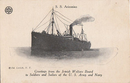 1015 – B&W PC – S.S. Arizonian – Jewish Welfare Board Ship – U.S. Army Navy – Ed. Levick – Exc. Condition - Unclassified