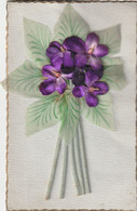 Bouquet De Violettes  Tiges Tissu Plissé Fleurs Tissées Feuilles Voilage Léger - Borduurwerk