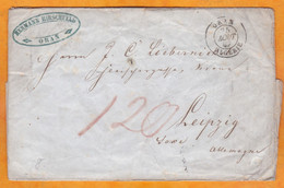 1847 - Enveloppe Pliée D' Oran, Algérie, France  Vers LEIPZIG, Saxe, Allemagne - Taxe 120 ! Cad Transit Et Arrivée - 1801-1848: Vorläufer XIX