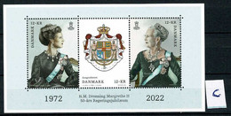 Denmark 2022; Queen Margrethe Golden Jubilee; Souvenir Sheet MNH(**)  (ex C). - Unused Stamps