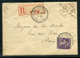 Enveloppe En Fm Et En Recommandé Du SP 9 Pour Paris En 1915, Affranchissement Semeuse 35ct - Réf J 21 - Guerra De 1914-18