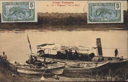 CPA CP Congo Français Le Pleigneur Sur Le Niari Barque à Vapeur Transport Passagers YT 51 X2 Moyen Congo CAD Faible 1913 - Autres & Non Classés