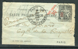 Pneumatique ( Carte Lettre) Surchargé Taxe Réduite 30ct De Paris Pour Paris En 1902 - Réf J 28 - Rohrpost