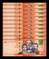 República Dominicana Lot 10 Banknotes 100 Pesos Dominicanos 2017 Pick 190d SC UNC - Dominicana