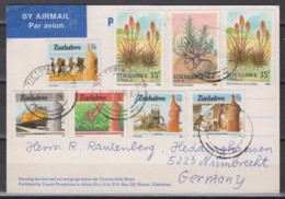 ZIMBABWE 1980s - Postcard With 8 Stamps - Zimbabwe (1980-...)