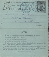 Télégramme Chaplain 50ct Paris Storch E13 Variété Date Sur Le Piquage "6" Apparent Bord (voir Flèche) 9 Lignes D'avis - Other & Unclassified