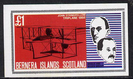 Bernera 1979 Flight Anniversary Of Wright Brothers (1868 Triplane) Imperf Souvenir Sheet (�1 Value) MNH - Local Issues