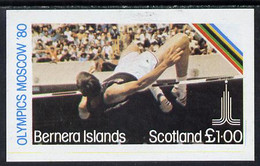 Bernera 1980 Olympic Games Imperf Souvenir Sheet (�1 Value Showing High Jump) MNH - Local Issues