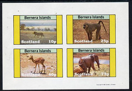 Bernera 1981 Animals (Lion, Monley, Deer & Elephant) Imperf  Set Of 4 Values (10p To 75p) MNH - Local Issues