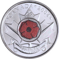 Canada 2004 - 25 Cents - Poppy (Faded Color) - Elizabeth II - Remembrance Day - UNC - Canada