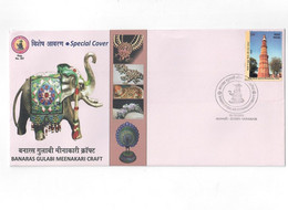 India 2021  Banaras Gulabi Meenakari Craft , GI Tag  Elephant Special Cover  (**) Inde Indien - Brieven En Documenten