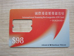 Hutchison Telecom GSM SIM Card,  International Roaming Rechargeable Stored Value SIM Card,only Frame,no Chip - Hongkong