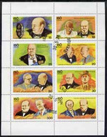 Iso - Sweden 1974 Churchill Birth Centenary Perf Sheetlet Containing Complete Set Of 8 Values (10 To 300) Cto Used - Emissioni Locali