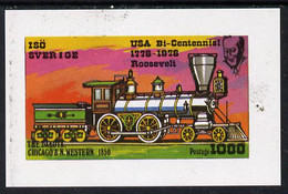 Iso - Sweden 1976 Locomotives (USA Bicentenary) Imperf Souvenir Sheet (1,000 Value) MNH - Emisiones Locales