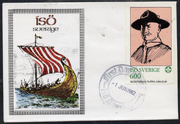 Iso - Sweden 1982 75th Anniversary Of Scouting Imperf Souvenir Sheet (600 Value Showing Baden Powell) On Cover With Firs - Local Post Stamps