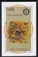 Iso - Sweden 1984 Rotary - Domestic Cats (Long Haired Red) Imperf Deluxe Sheet (1000 Value) MNH - Emissioni Locali