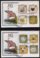 Iso - Sweden 1984 Rotary - Domestic Cats Perf Set Of 8 Values On Two Covers With First Day Cancels - Ortsausgaben