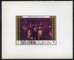 Oman 1972 Classic Paintings 2r The Nightwatch By Rembrandt, Imperf Deluxe Sheetlet MNH - Oman