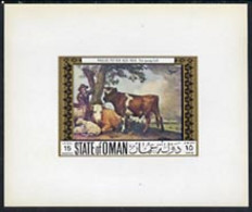 Oman 1972 Classic Paintings 15b The Young Bull By Paulus Potter, Imperf Deluxe Sheetlet MNH - Oman