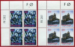 FAROE ISLANDS 1995 Christmas: Catholic Church  In Corner Block Of 4 MNH / **.  Michel 289-90 - Faroe Islands