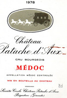 Etiquette Vin Wine Label Cheval Horse Pferd Caballo Cavallo Blanc Fer Attelage Chateau Patache D Aux 1978 Medoc - Paarden