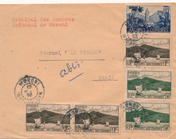 LETTRE ARCHIPEL DES COMORES TRIBUNAL DE MORINI PARIS 1953 COVER - Briefe U. Dokumente