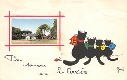 ¤¤  -   LA FERRIERE   -  Bon Souvenir De .........   -  Carte Fantaisie  -  Illustrateur " René "  -  Chats      -  ¤¤ - Autres & Non Classés