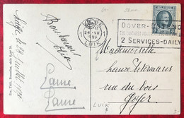 Belgique COB N°193 Sur CPA - Cachet LIEGE 24.VII1929 - Flamme Dover-Ostende - (A063) - Autres & Non Classés