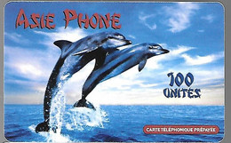 CARTE-PREPAYEE-ASIE PHONE-100U-DAUPHINS-01/04 /2002-V° Code Sur Fond Blanc-Gratté-T BE- - Dolfijnen