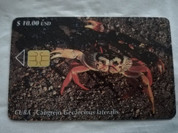 CUBA $10,00 CHIPCARD  CANGREJO GECARCIMUS LATERALIS /CRAB    Fine Used Card  ** 6798** - Cuba