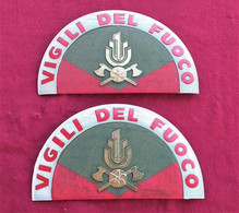 Coppia Patch Da Braccio Vintage Per Tuta VV.FF.  Originali  V E L C R O  Usati - Pompiers