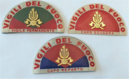 Lotto 3 Patch Singoli Da Braccio Vintage Per Tuta VV.FF.  Originali  V E L C R O - Pompiers